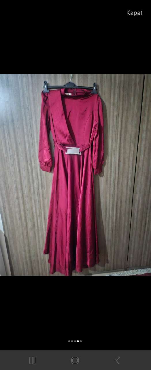 Bordo Abiye Elbise