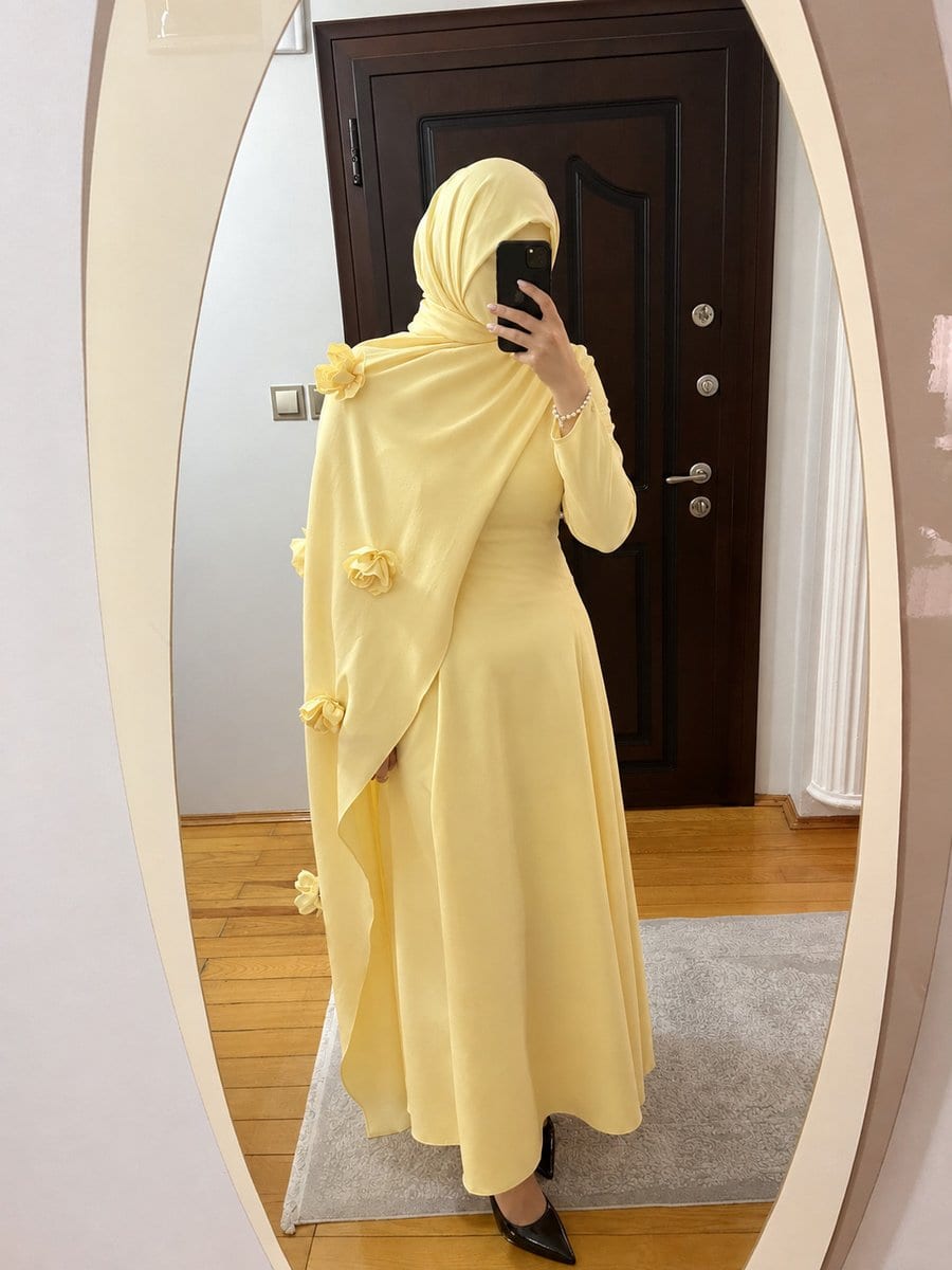 Kiralık Sarı Çiçekli Abiye