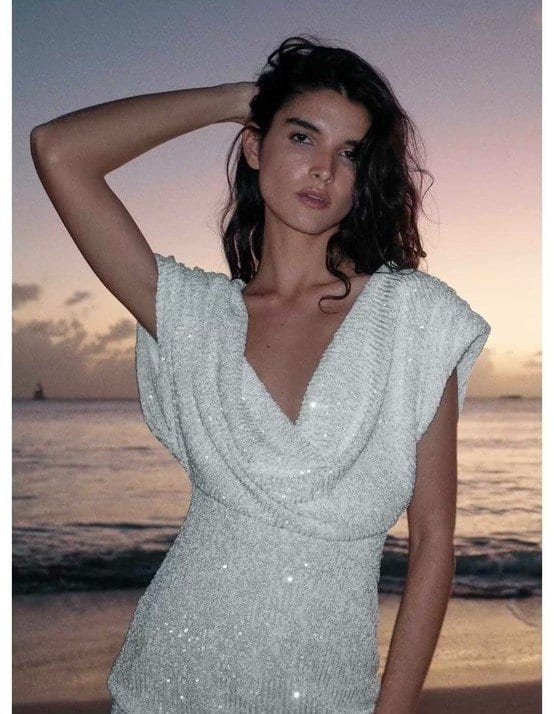 Zara Marka Yeni Sezon Pul Payet Mini Elbise