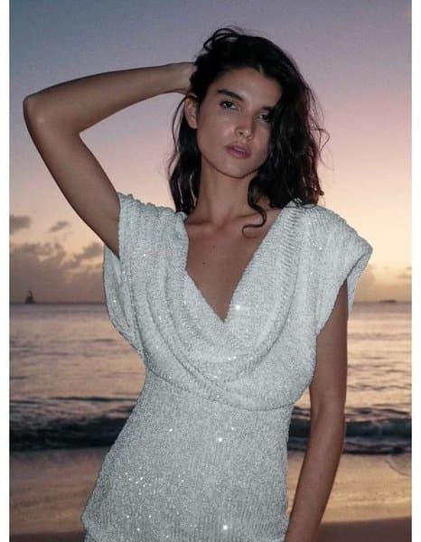 Zara Marka Yeni Sezon Pul Payet Mini Elbise