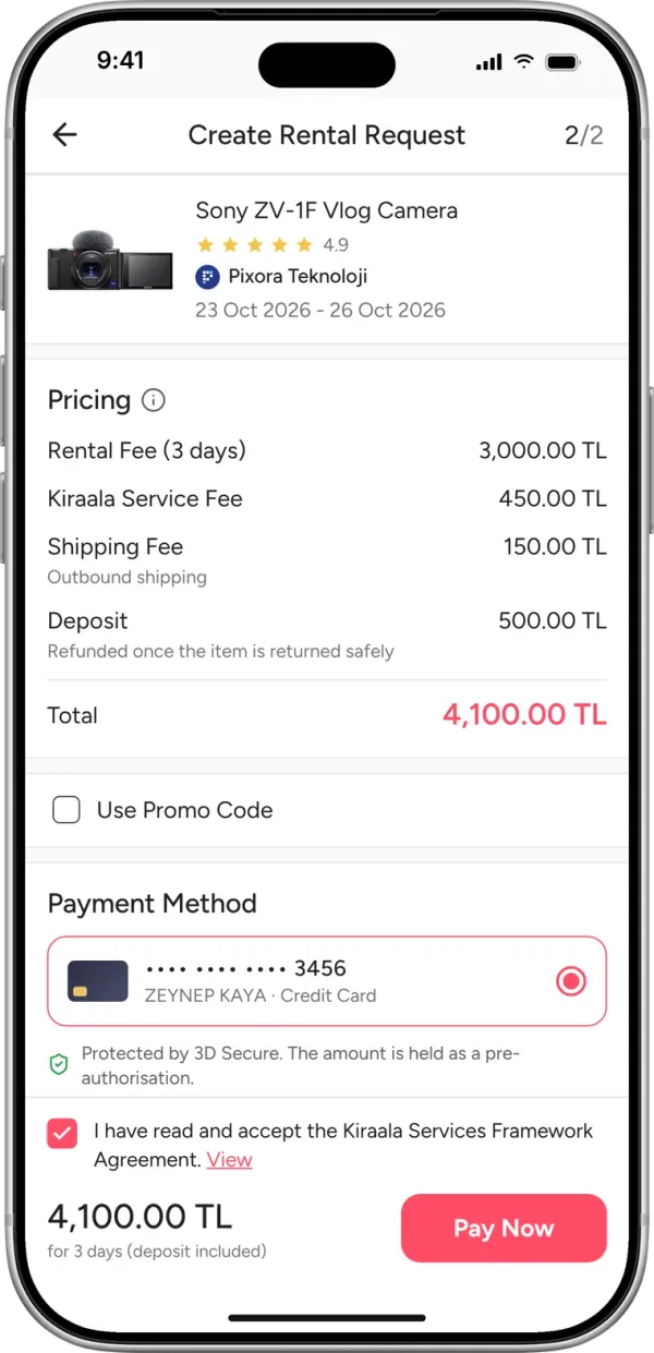 Pay and send your request