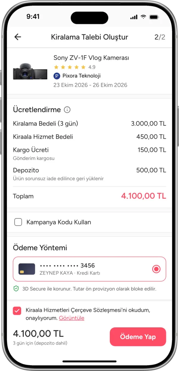Ödeme yap ve talebini gönder