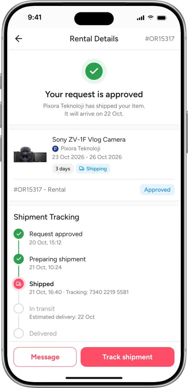 Your rental request is confirmed