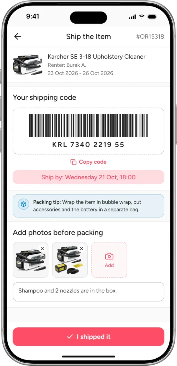 Hand the item over