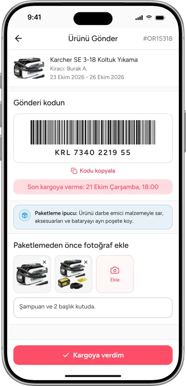 Ürünü teslim et